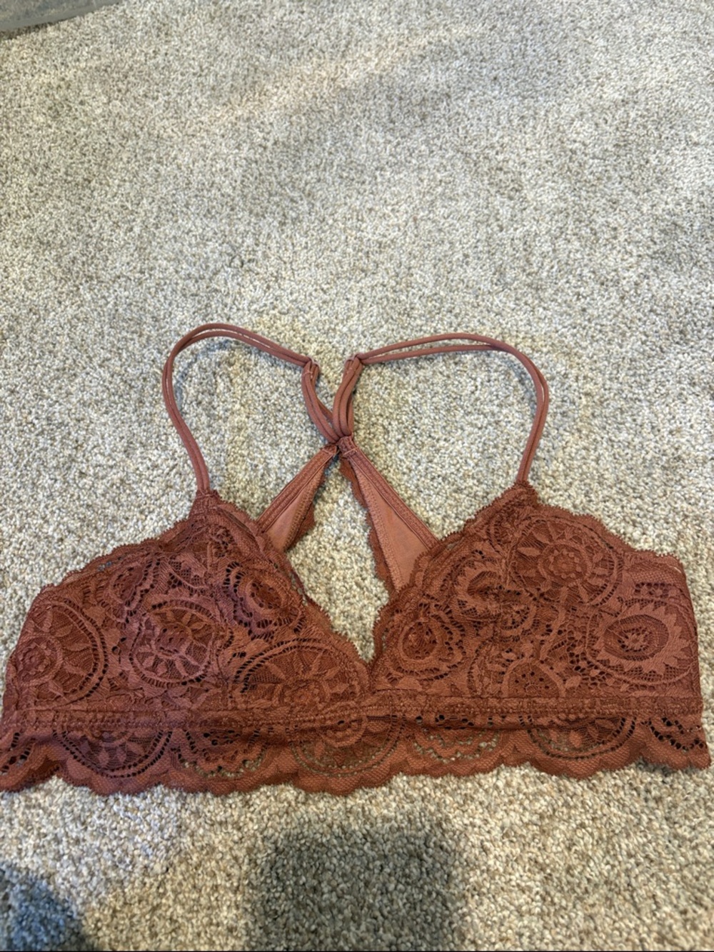 aerie Scalloped Lace Bralette in Rust